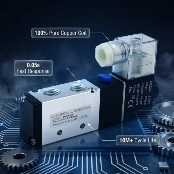 Solenoid Valve, 4V210-08, 24VDC, 220VAC