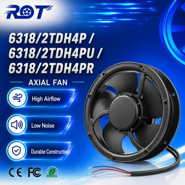 Speed Axial Cooling Fan, 6318/2TDH4P, 48V, 172mm, 559CFM