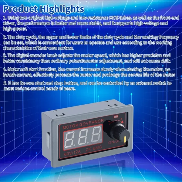 Speed Controllers Regulators, 9-60V, 12A, 500W, PWM - view 2
