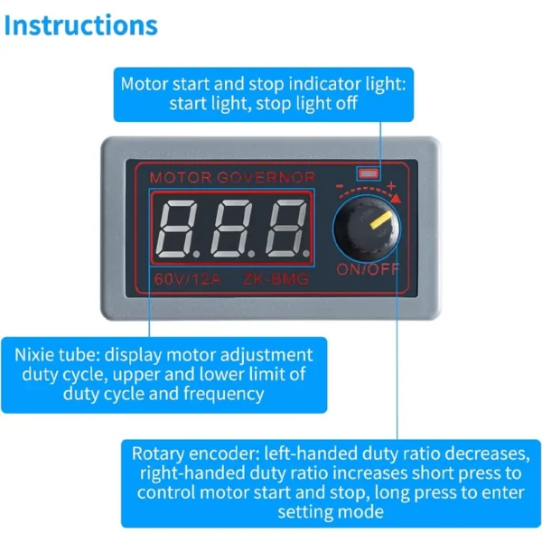 Speed Controllers Regulators, 9-60V, 12A, 500W, PWM - view 4