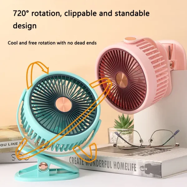 Speeds Rechargeable Fan, USB, Plastic - view 2