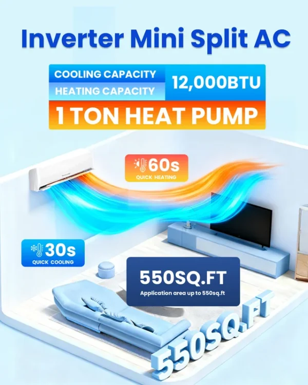 Split Air Conditioner, 110V, 12000, BTU, Inverter - view 2