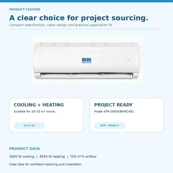 Split Air Conditioner, Wall, 2650W, 4550W, 700m3/h - view 3