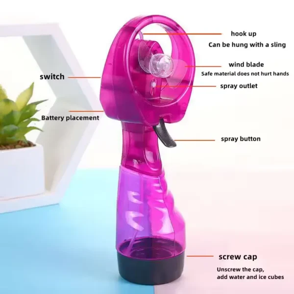 Spray Bottle Cooling Fan, Portable, Battery, Plastic - view 4