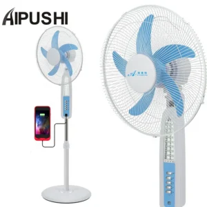 Stand Fan, 12V, Solar, USB, Floor, Plastic, AIPUSHI