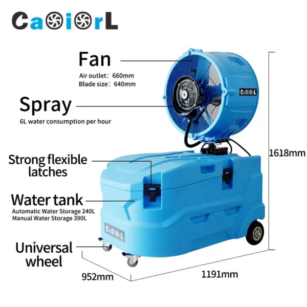 Standing Misting Fan, 380L, 1.3HP, Plastic - view 3