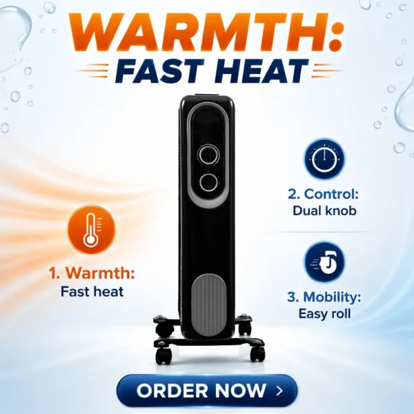 Standing Oil Filled Radiator, 11Fins, 2000 W, Metal