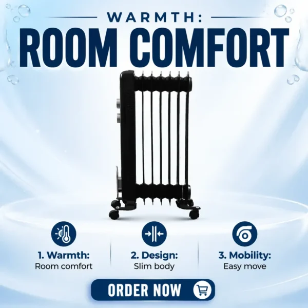 Standing Oil Filled Radiator, 11Fins, 2000 W, Metal - view 3