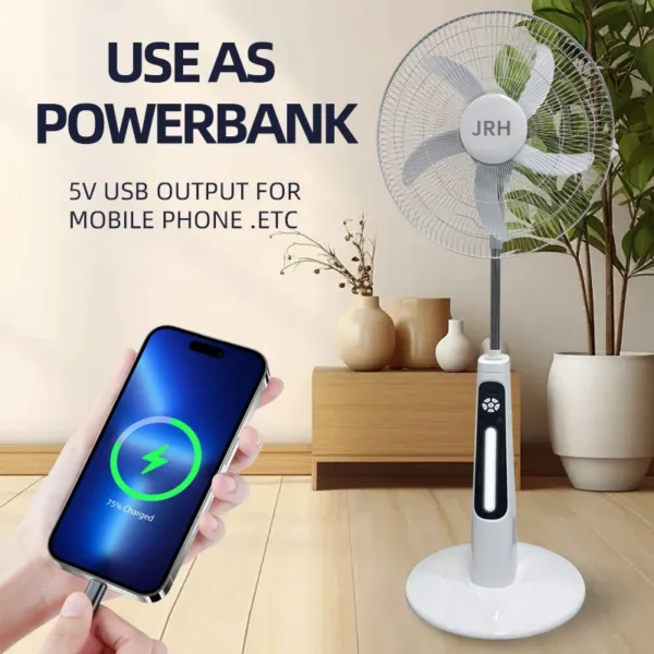 Standing Pedestal Electric Fan, Solar, USB - view 3