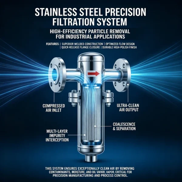 Steel Compressed Air Filter, HENGFENG, 316, Stainless, 99% - view 3