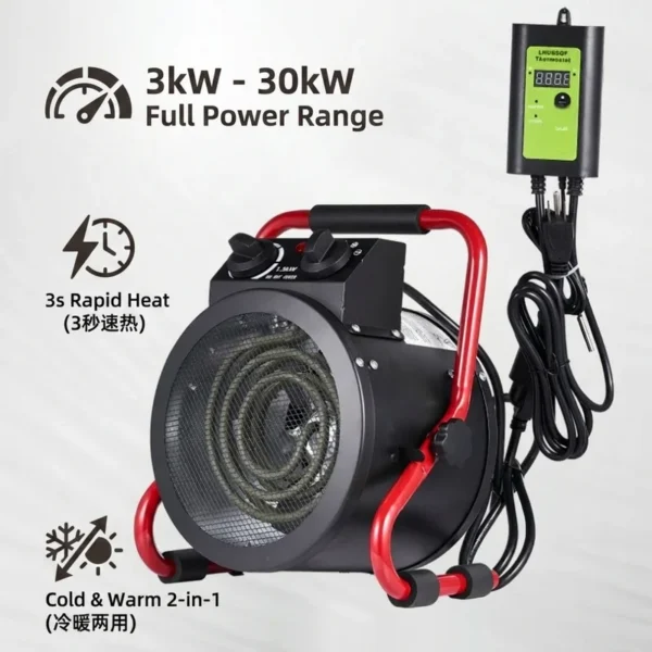 Steel Electric Space Heater, 120V, Portable, Stainless - view 2