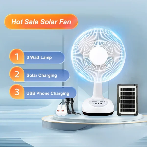Table Fan, 12-Inch, Solar, 9V3W, USB - view 4