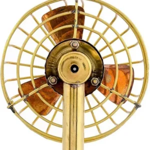 Table Fan, Brass, Battery Powered, Brass & Wood