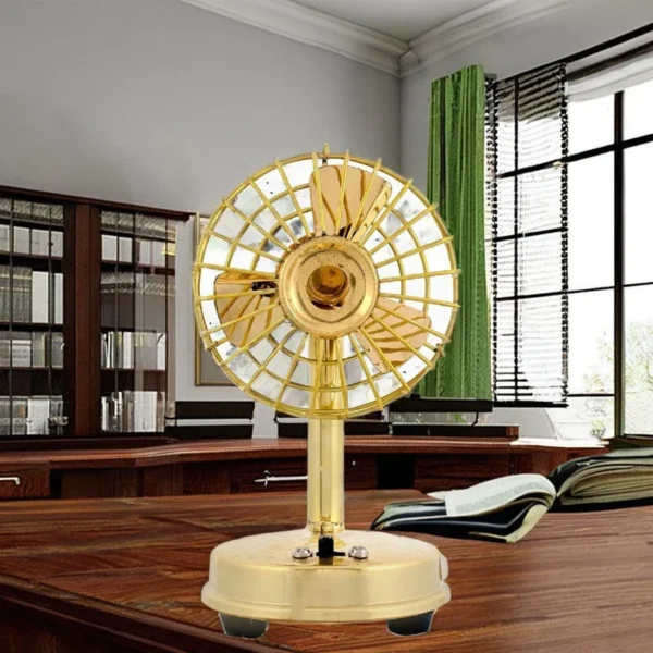 Table Fan, Brass, Battery Powered - view 2