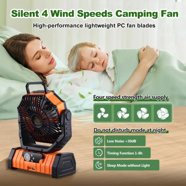 Table Fan, F6, Portable, USB, LED - view 2