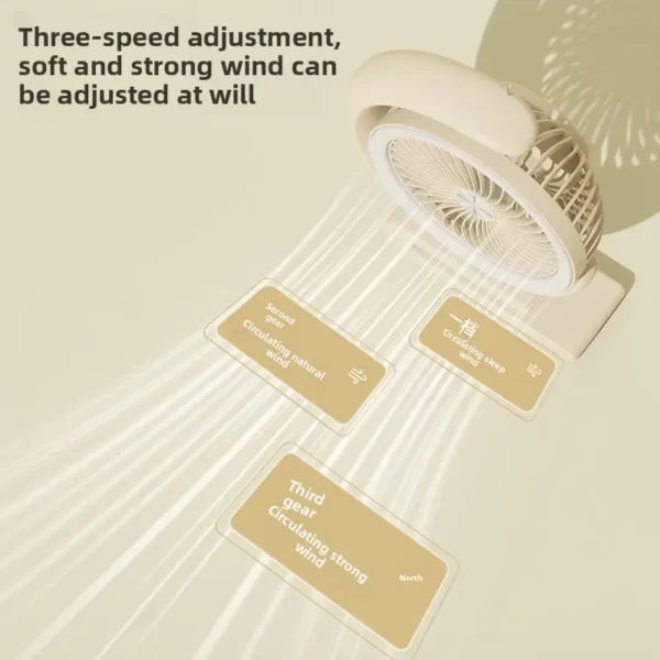 Table Fan, LED, USB, 3-Speed, Portable - view 2
