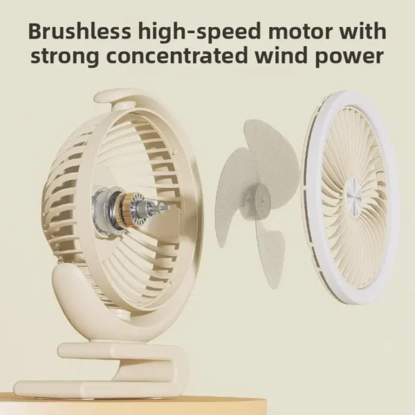 Table Fan, LED, USB, 3-Speed, Portable - view 3