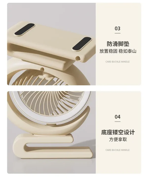 Table Fan, LED, USB, 3-Speed, Portable - view 6