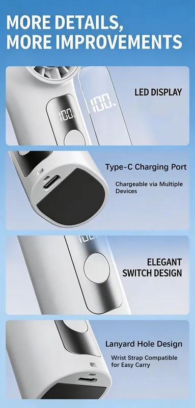 Table Fan, Portable, 20000RPM, 3000mah - view 4