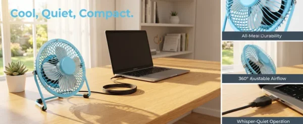 Table Fan, Portable, USB - view 5