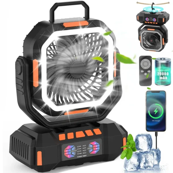 Table Fan, Portable, USB, 4-Speed, 40000mAh