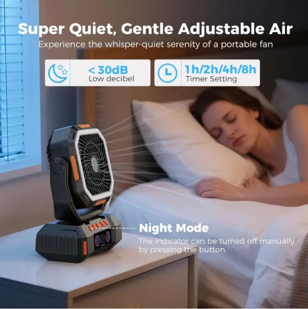 Table Fan, Portable, USB, 4-Speed, 40000mAh - view 3