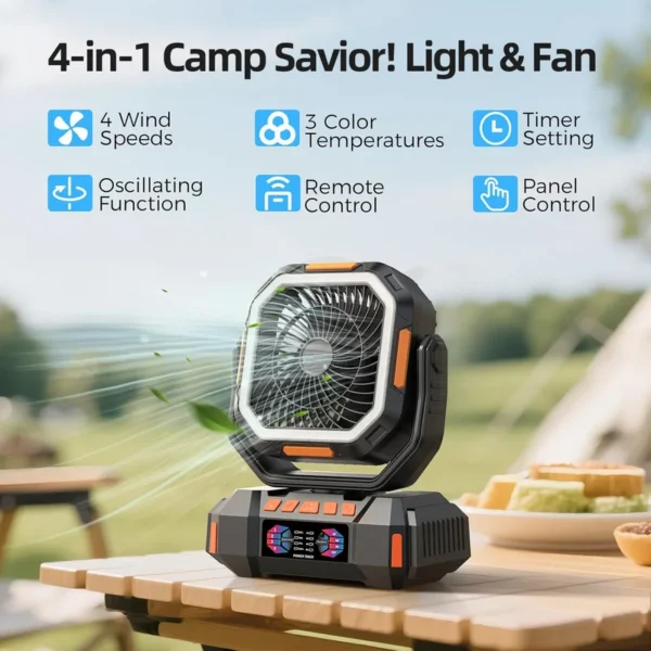 Table Fan, Portable, USB, 4-Speed, 40000mAh - view 4