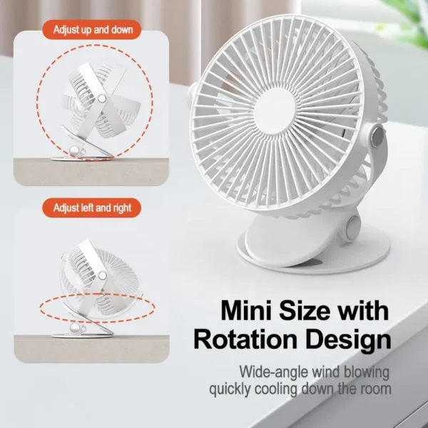 Table Fan, Portable, USB, Brushless - view 4