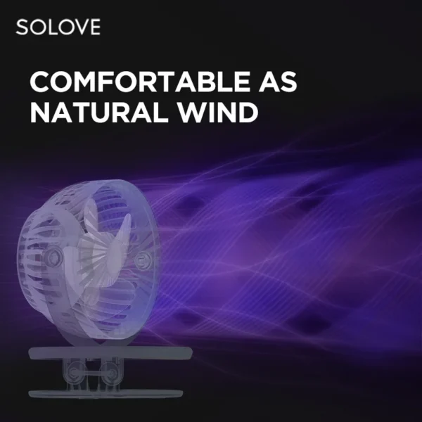 Table Fan, SOLOVE, Portable, USB, Brushless - view 3
