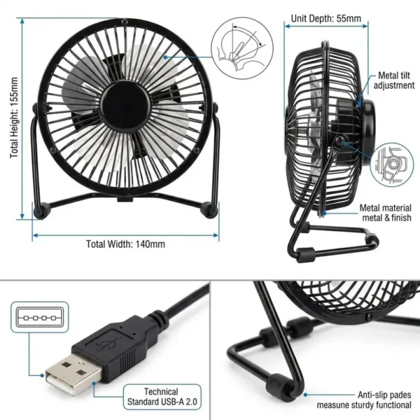 Table Fan, USB, BSCI - view 4
