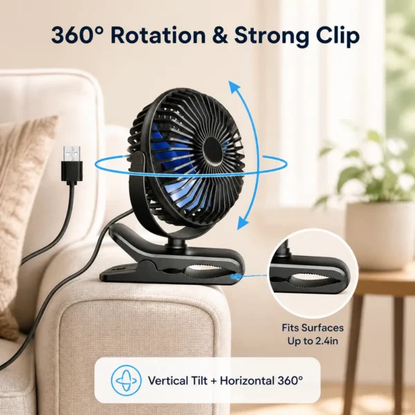 Table Fan, USB, Portable - view 3