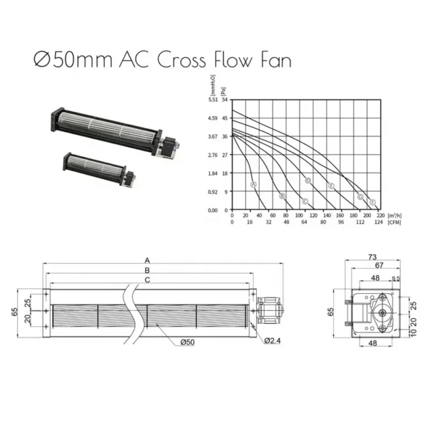 Tangential Fan, 230V, 50mm - view 2