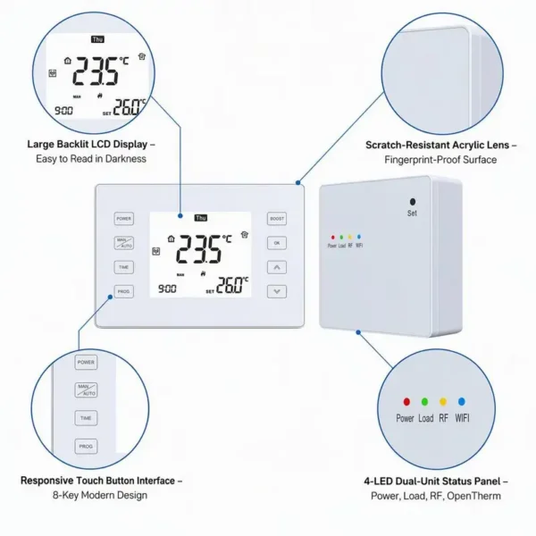 Thermostat Programmable Gas Boiler, HVAC, AC 90-240V - view 2