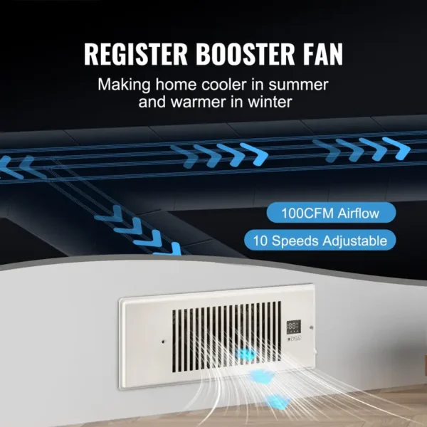 Thermostat Register Booster Fan, Plastic, 4FT, 12FT - view 2