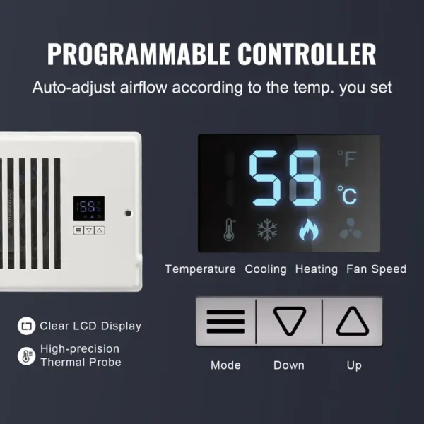 Thermostat Register Booster Fan, Plastic, 4FT, 12FT - view 4