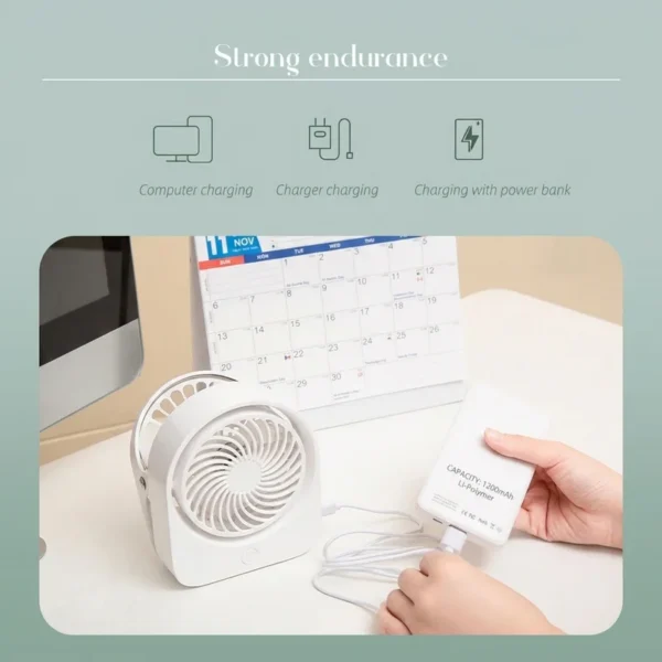 Three-speed Outdoor Desk Fan, Portable, USB - view 5