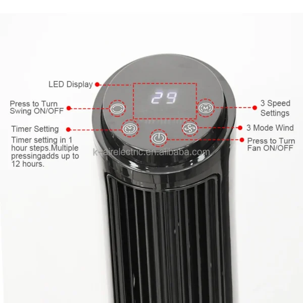 Tower Fan, 50, Plastic - view 3