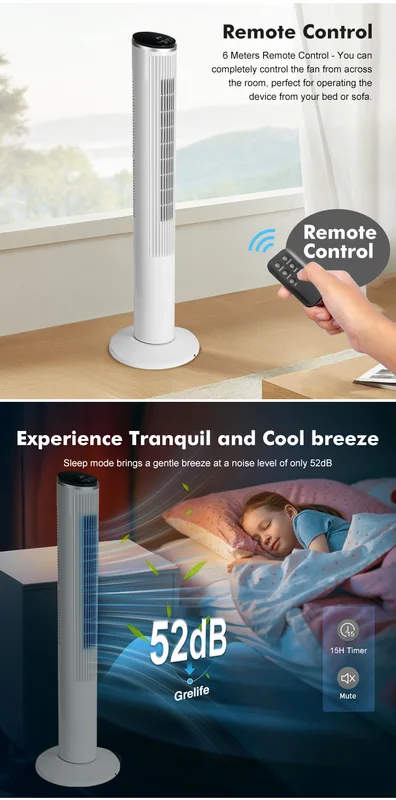 Tower Fan, Plastic, 40'' - view 5