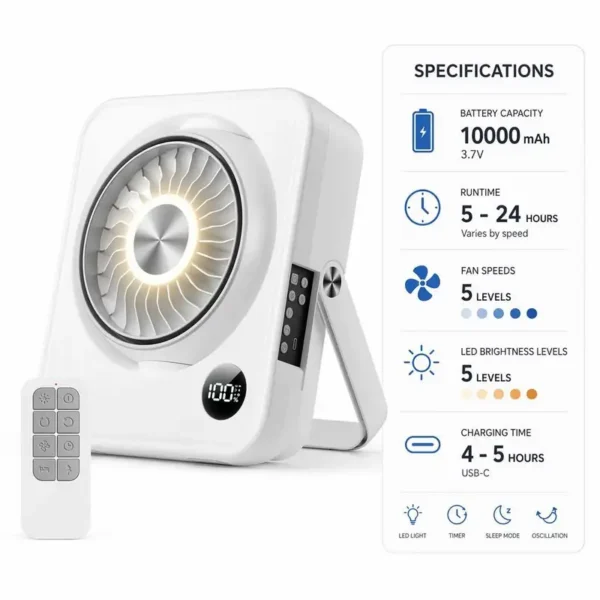 Tower Fan, Portable, USB