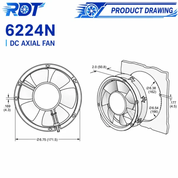 Tubeaxial Cooling Fan, 24V, 6224N - view 3