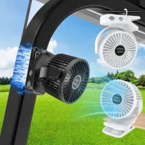 Usb Rechargeable Clip Fan, Portable, 360, LED