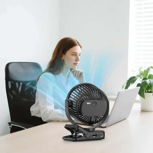 Usb Rechargeable Clip Fan, Portable, 360, LED - view 4