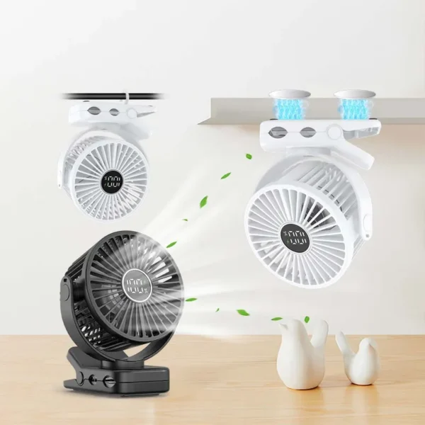 Usb Rechargeable Clip Fan, Portable, 360, LED - view 5