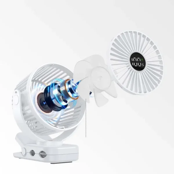 Usb Rechargeable Clip Fan, Portable, 360, LED - view 6