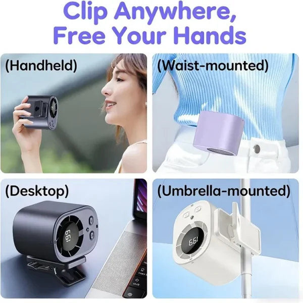 Usb Rechargeable Clip-on Fan, Portable, Battery, Plastic - view 6
