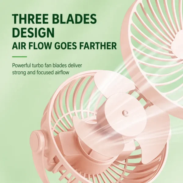 Usb Rechargeable Desk Fan, Portable, 1200mAh, 2400mAh - view 4