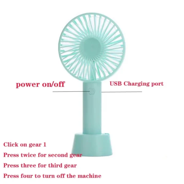 Usb Rechargeable Handheld Fan, Portable, Plastic - view 3