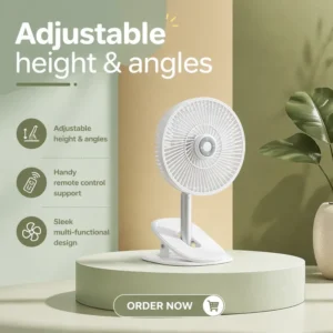 Usb Remote Control Fan, Portable, Electric, Plastic