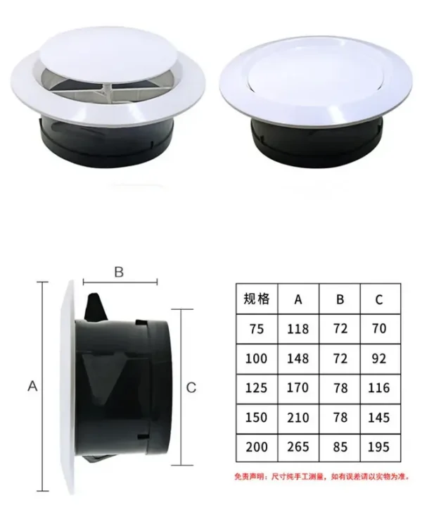 Vent Cover Disc Valve, ABS, Plastic, HVAC - view 4