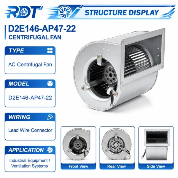 Ventilation Fan, D2E146-AP47-22, 230 V, Corded Electric - view 2